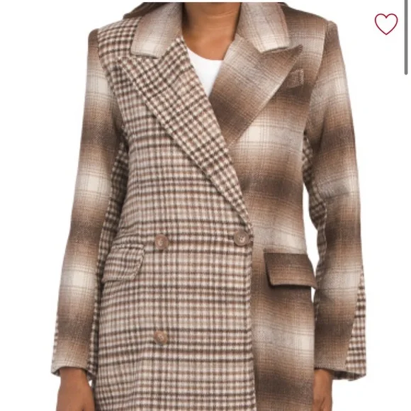 🔥Sale🔥Mixed Print Warm Double-breasted Oversized Blazer - Picture 4 of 11